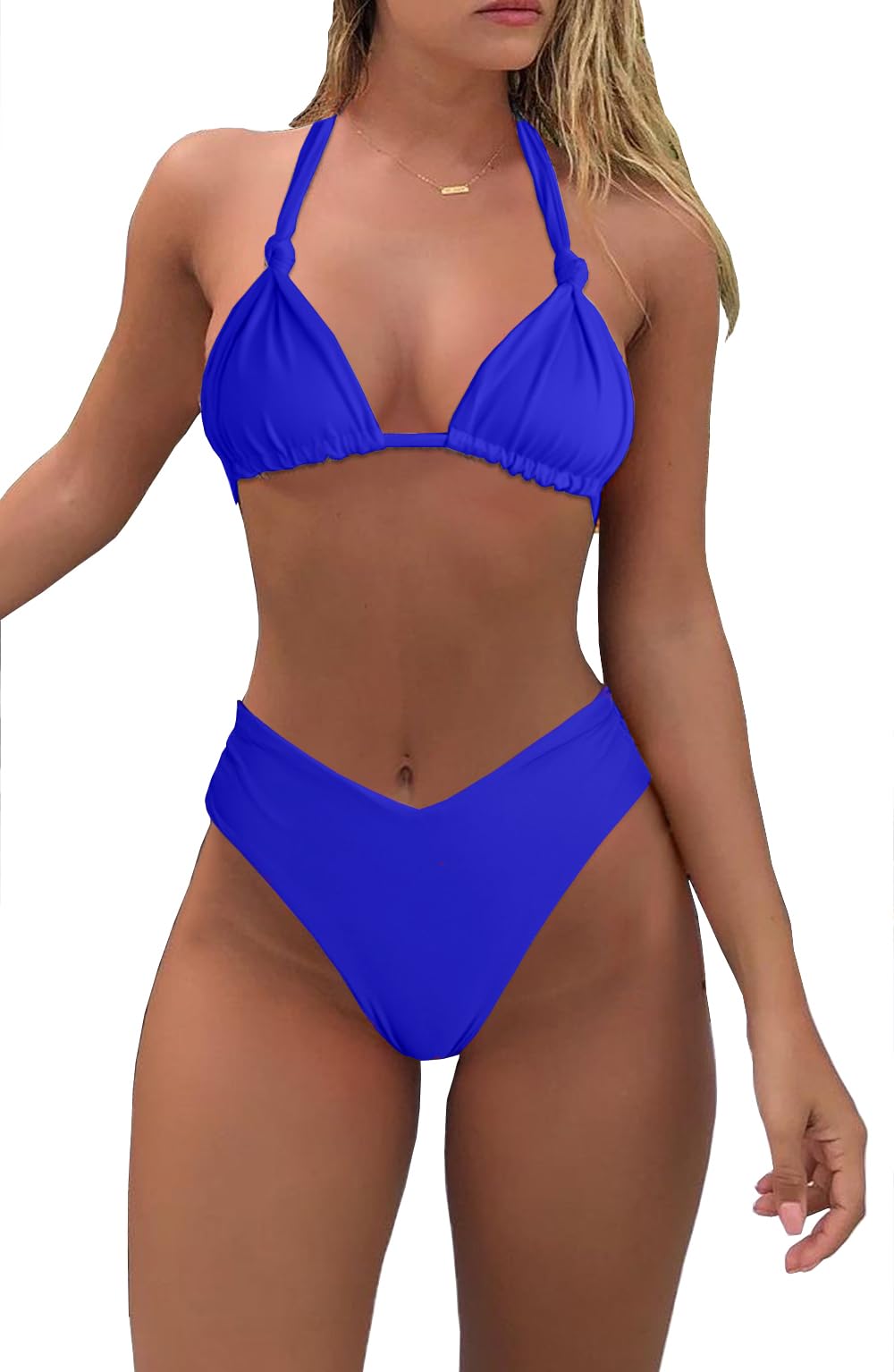 Bikini Sets for Women Sexy Halter Triangle String Bikini Cheeky V Cut High Waisted Thong Swimsuits 2 Piece